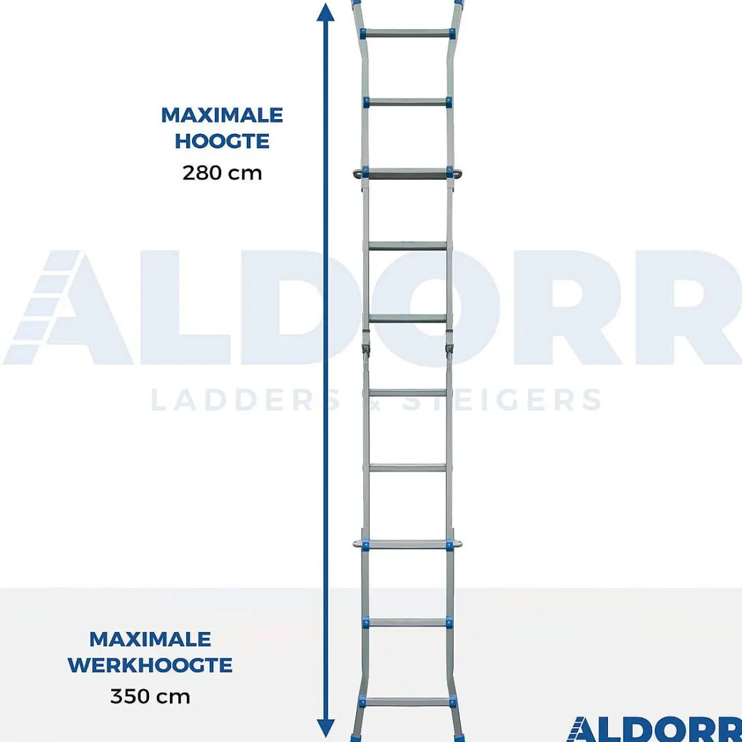Aldorr Home - Multiladder Uitschuifbare Vouwladder 4X3 - 2,80M|Brico Sale