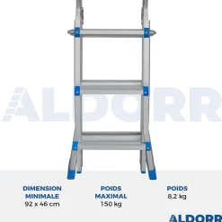 Aldorr Home - Multiladder Uitschuifbare Vouwladder 4X3 - 2,80M|Brico Sale