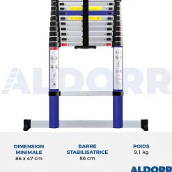 Aldorr Home - Telescoopladder 3,20M - Met Stabilisatievoet En Soft Closing|Brico Discount