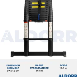 Aldorr Professional - Telescoopladder 3,80M - Telescopische Stabilisatie Balk - Optigrip™|Brico Outlet