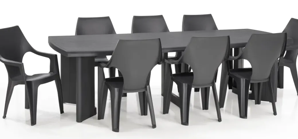 Brico Tuinstoelen-Alibert Tuinstoel Dante Stapelbaar Kunsthars Grafiet 88X56X58Cm