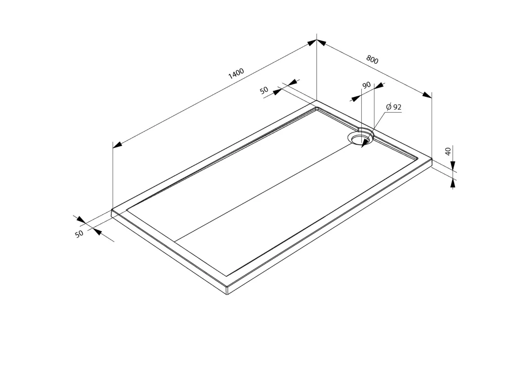 Allibert Douchebak Slim Rechthoekig 140X80Cm Wit|Brico Online