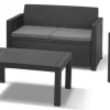 Brico Loungesets-Allibert Merano Balkon Loungeset Grafiet Wicker 3-Delig