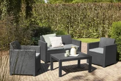 Brico Loungesets-Allibert Merano Balkon Loungeset Grafiet Wicker 3-Delig
