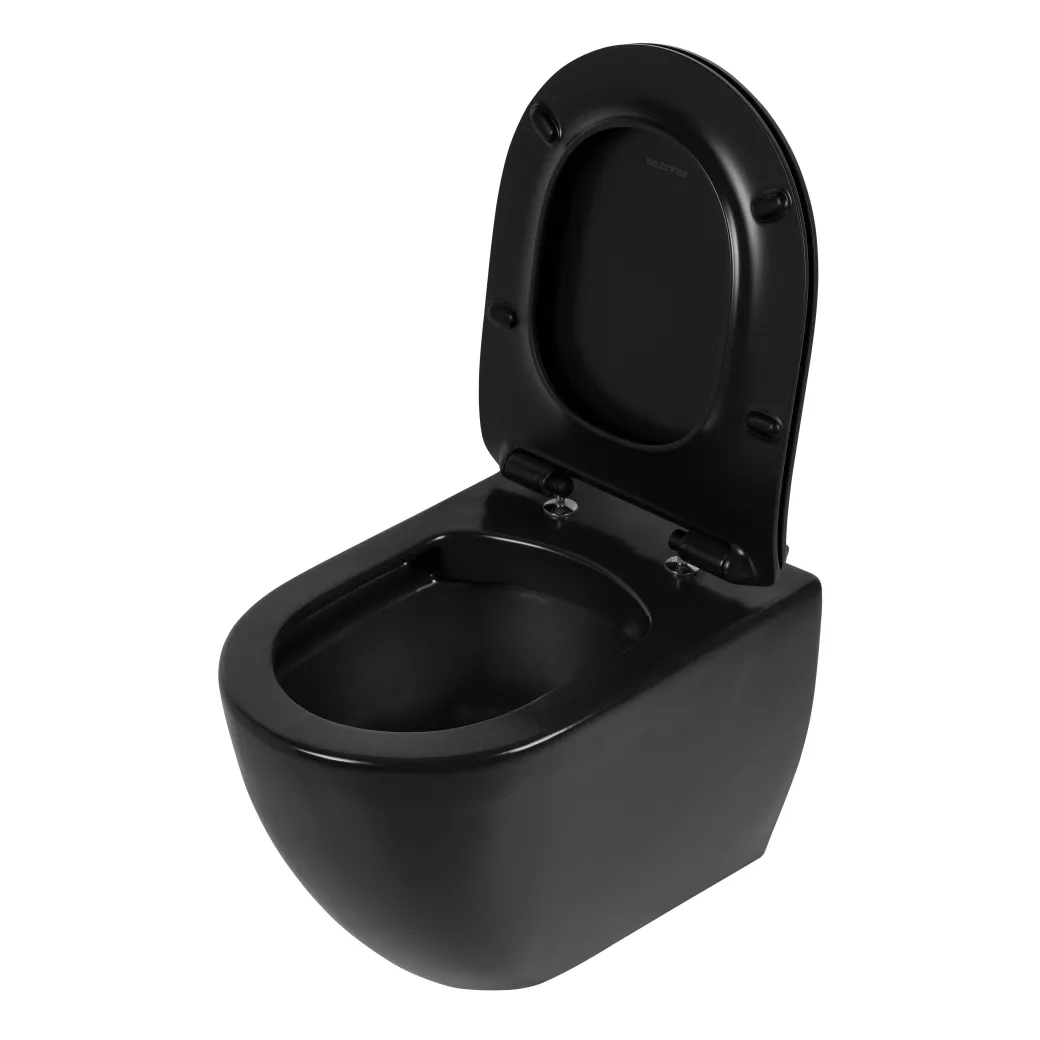 Aquavive Hangtoilet Mazaro Mat Zwart | Soft-Close Toiletzitting | Randloos Toiletpot|Brico Sale