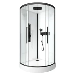 Aurlane Douchecabine Indus2 1/4R 90X90X215Cm Kwartrond Zwart/Wit|Brico Online