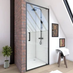 Aurlane Douchedeur Factory Draaibaar 80X200Cm Zwart|Brico Hot