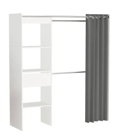 Belfurn Uitschuifbare Dressingkast Chicago Met Gordijn Wit|Brico Discount