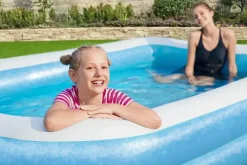 Brico Opblaaszwembaden-Bestway Opblaasbaar Zwembad Family Pool Rechthoekig Blauw 305X183X46Cm