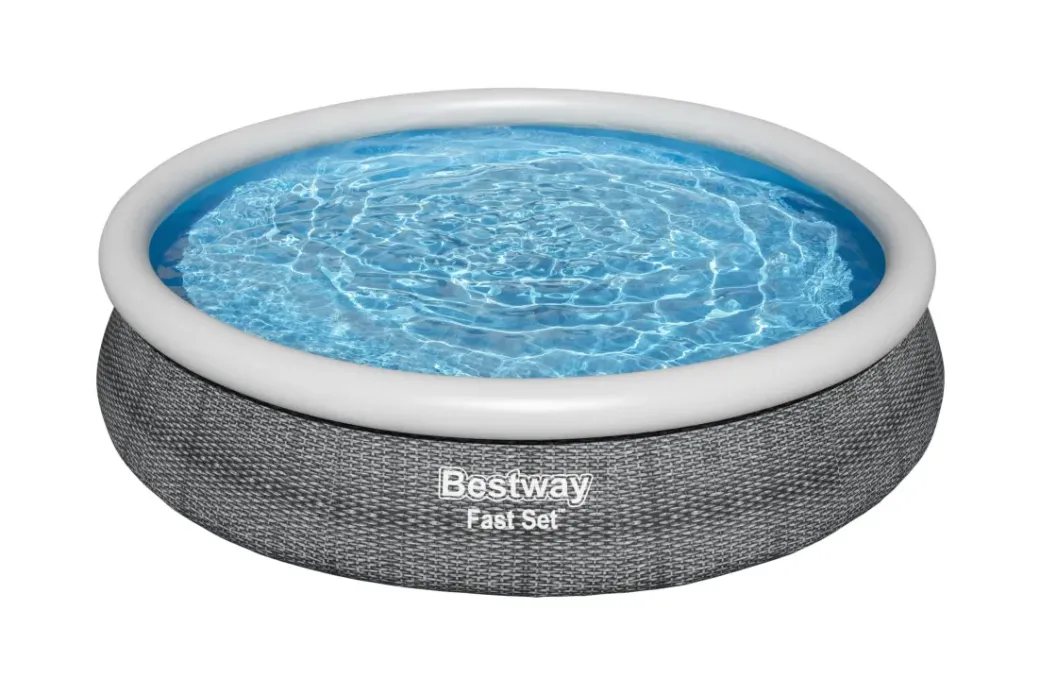 Brico Opblaaszwembaden-Bestway Opblaaszwembad Fast Set Rond Rotan Met Filterpomp O366X76Cm