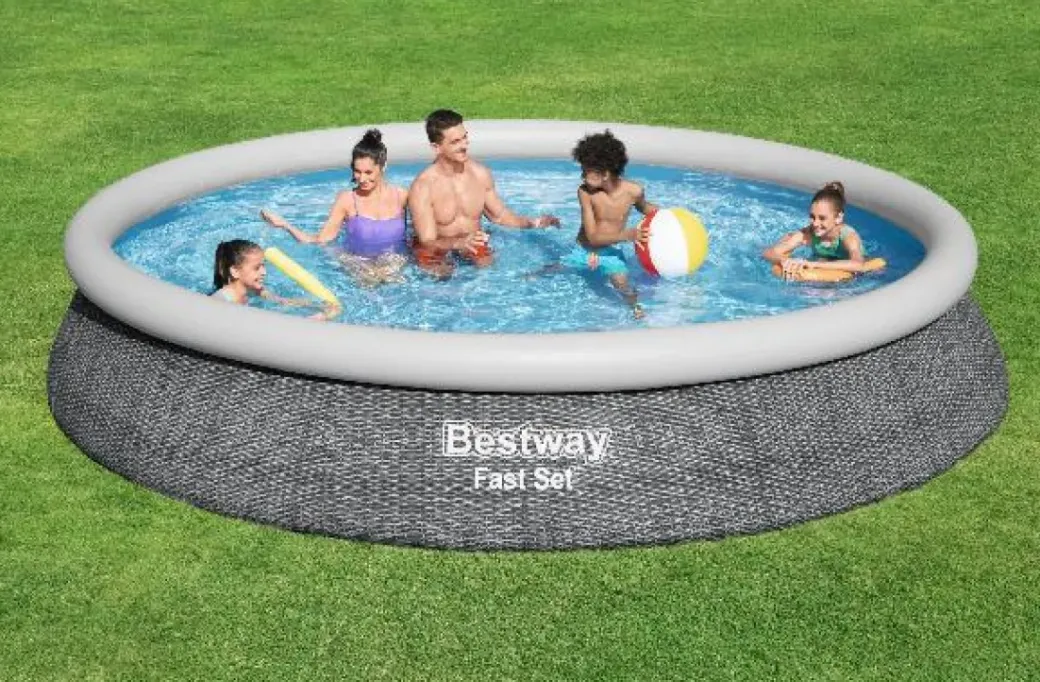Brico Opblaaszwembaden-Bestway Opblaaszwembad Fast Set Rond Rotan Met Filterpomp O366X76Cm