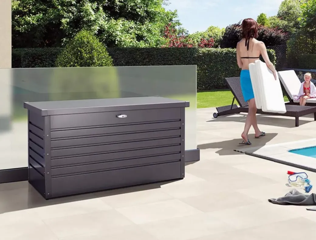Brico Opbergboxen Tuin-Biohort Kussenbox Hobby 130 Donkergrijs Metallic 62X134Cm