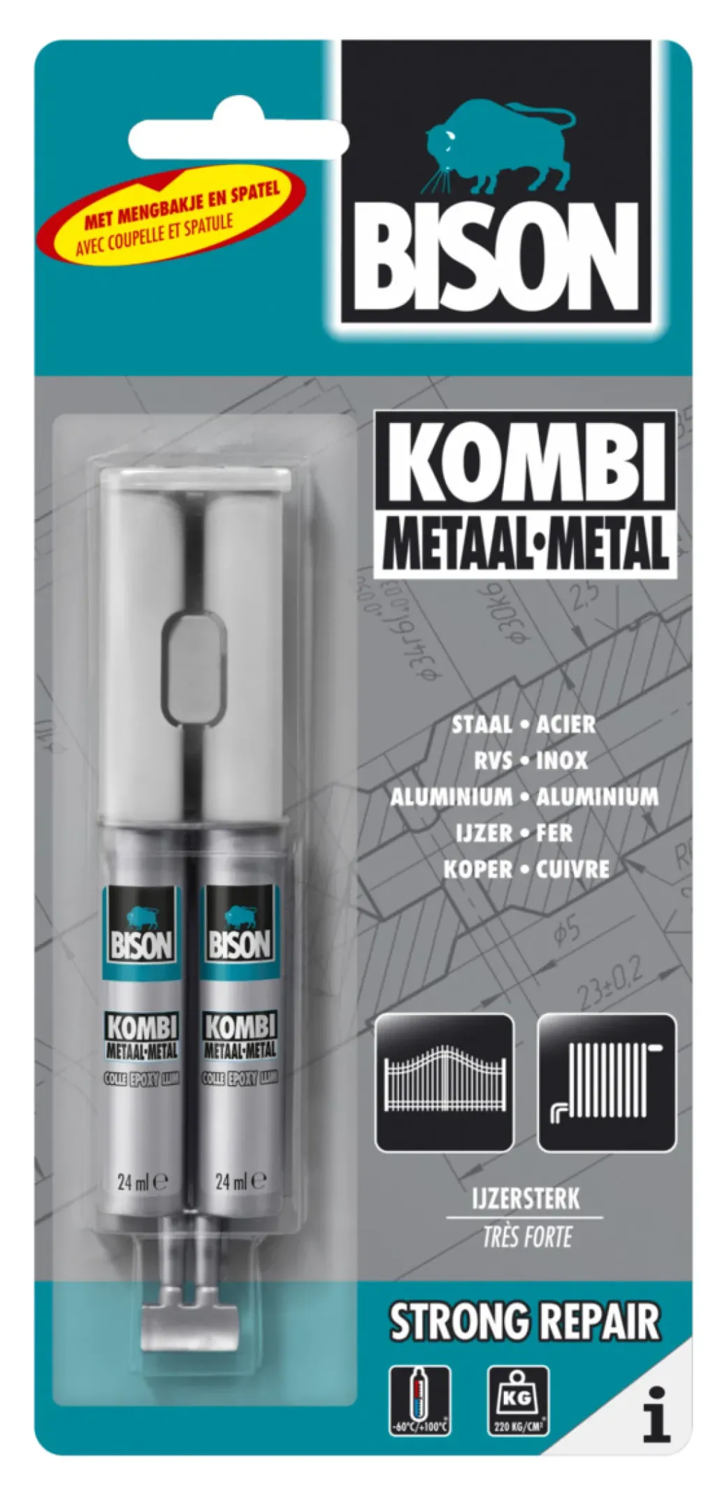Brico Lijm- & Kitpistolen-Bison Universele Epoxylijm Kombi Metaal Crd 24Ml