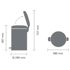 Brabantia Pedaalemmer Newicon Matt Black 20L|Brico Sale