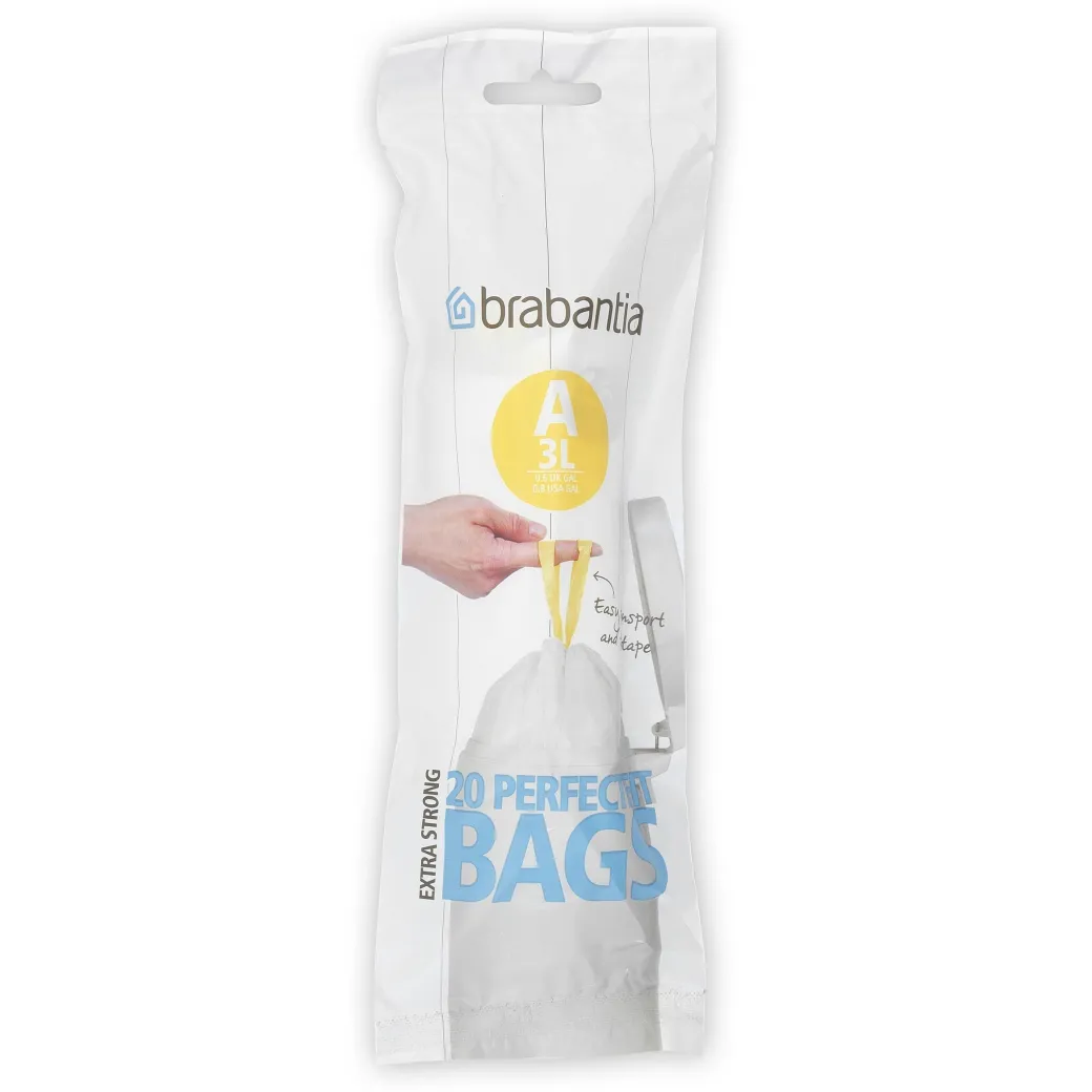 Brabantia Perfectfit Afvalzak Met Trekbandsluiting Code A 3L 20 Stuks/Rol Recycled|Brico Online