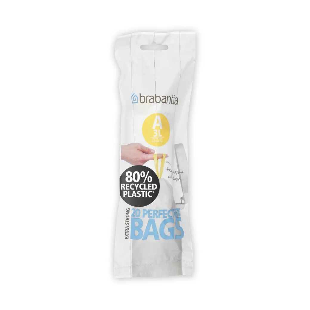 Brabantia Perfectfit Afvalzak Met Trekbandsluiting Code A 3L 20 Stuks/Rol Recycled|Brico Online
