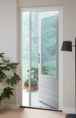 Brico Vliegendeuren-Cando Hordeur Comfort - Plisse Hordeur - Wit Profiel - Grijs Gaas - 100X229Cm