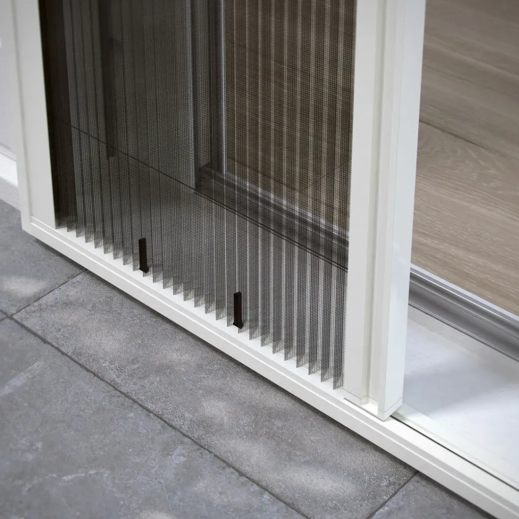 Brico Vliegendeuren-Cando Hordeur Comfort Schuifpui - Plisse Hordeur - Wit Profiel - Grijs Gaas - 150X240Cm
