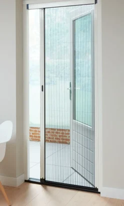 Brico Vliegendeuren-Cando Hordeur Premium B - Plisse Hordeur - Wit Profiel - Grijs Gaas - 96X200Cm