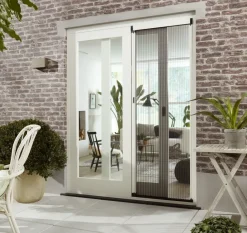 Brico Vliegendeuren-Cando Hordeur Premium L - Plisse Hordeur - Wit Profiel - Grijs Gaas - 96X230Cm