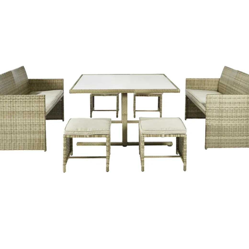 Brico Loungesets-Central Park Dining Loungeset Capri Naturel 7-Delig
