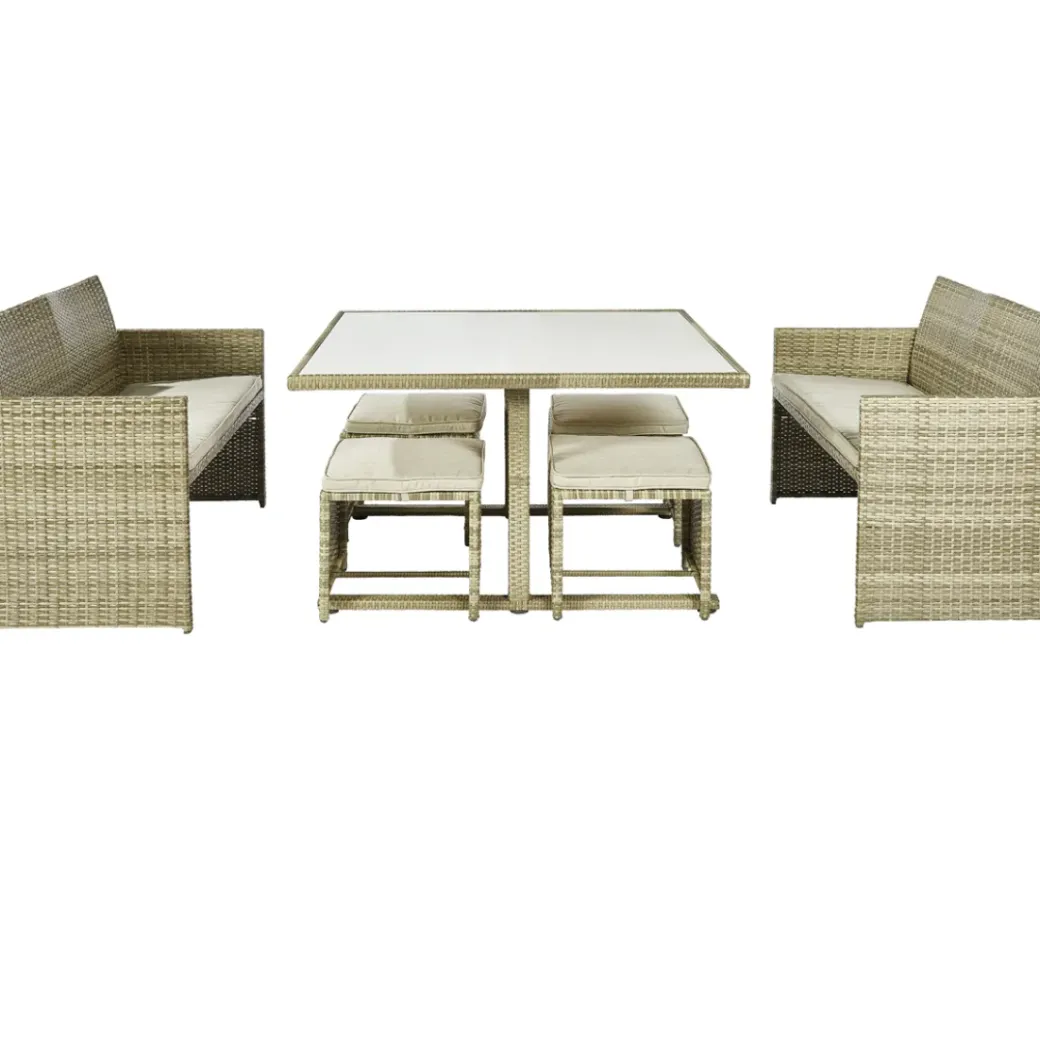 Brico Loungesets-Central Park Dining Loungeset Capri Naturel 7-Delig
