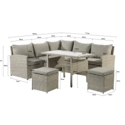 Brico Loungesets-Central Park Dining Loungeset Rochelle Creme 5 Stuks