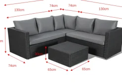 Brico Loungesets-Central Park Hoekbank Loungeset Alea Grijs Staal/Wicker 3 Stuks
