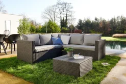 Brico Loungesets-Central Park Hoekbank Loungeset Alea Grijs Staal/Wicker 3 Stuks