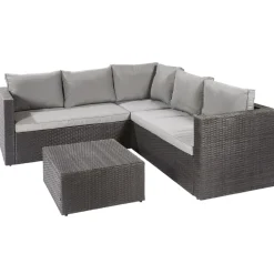 Brico Loungesets-Central Park Hoekbank Loungeset Alea Grijs Staal/Wicker 3 Stuks