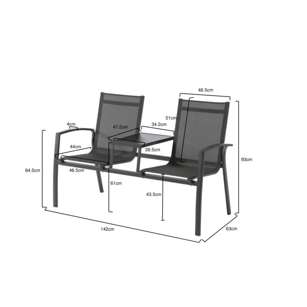 Brico Tuinbanken-Central Park Tuinbank Nicola 2-Zits Aluminium Antraciet
