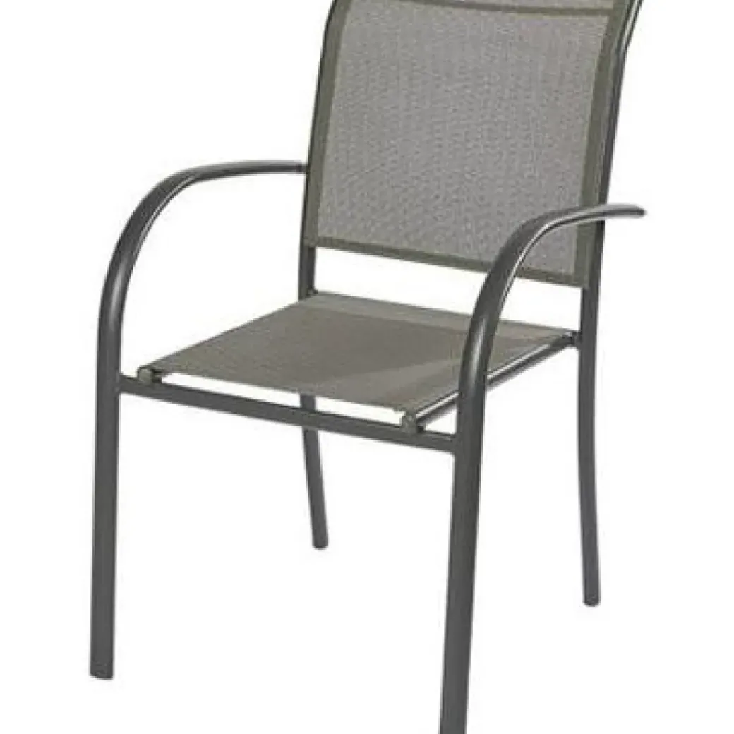 Brico Tuinstoelen-Central Park Tuinstoel Bea Stapelbaar Aluminium/Textileen Antraciet