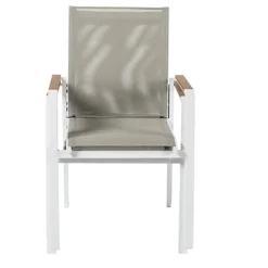 Brico Tuinstoelen-Central Park Tuinstoel Bonifacio Stapelbaar Aluminium/Textileen Taupe