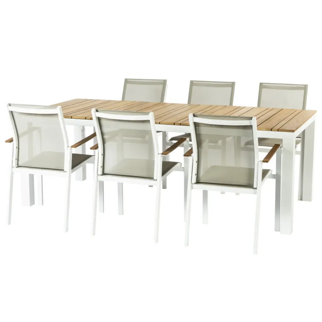 Brico Tuinstoelen-Central Park Tuinstoel Bonifacio Stapelbaar Aluminium/Textileen Taupe