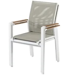 Brico Tuinstoelen-Central Park Tuinstoel Bonifacio Stapelbaar Aluminium/Textileen Taupe