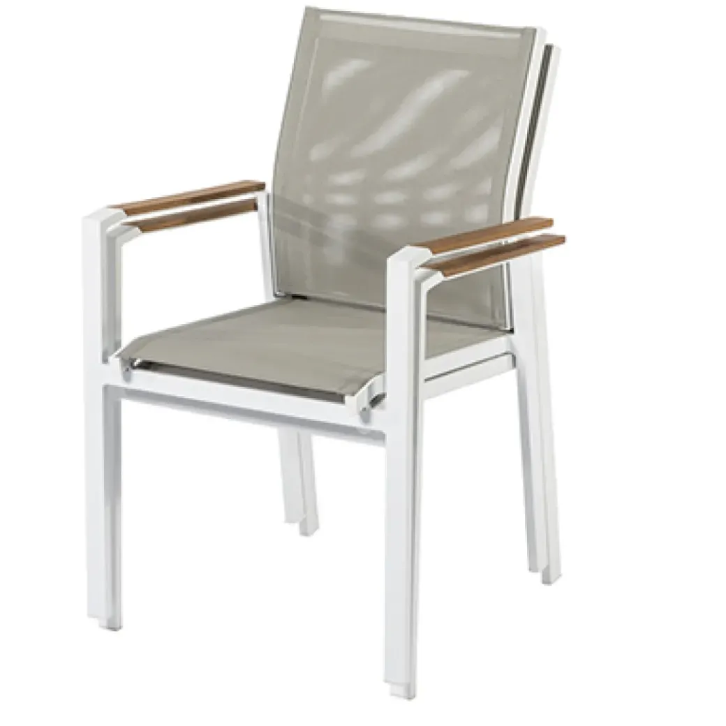 Brico Tuinstoelen-Central Park Tuinstoel Bonifacio Stapelbaar Aluminium/Textileen Taupe