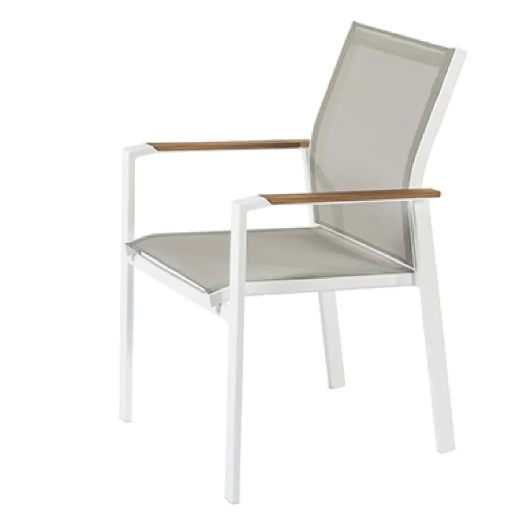 Brico Tuinstoelen-Central Park Tuinstoel Bonifacio Stapelbaar Aluminium/Textileen Taupe