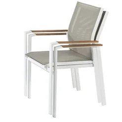 Brico Tuinstoelen-Central Park Tuinstoel Bonifacio Stapelbaar Aluminium/Textileen Taupe