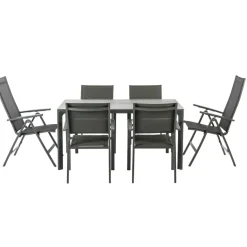 Brico Tuinstoelen-Central Park Tuinstoel Dafne Verstelbaar Aluminium Textileen Antraciet