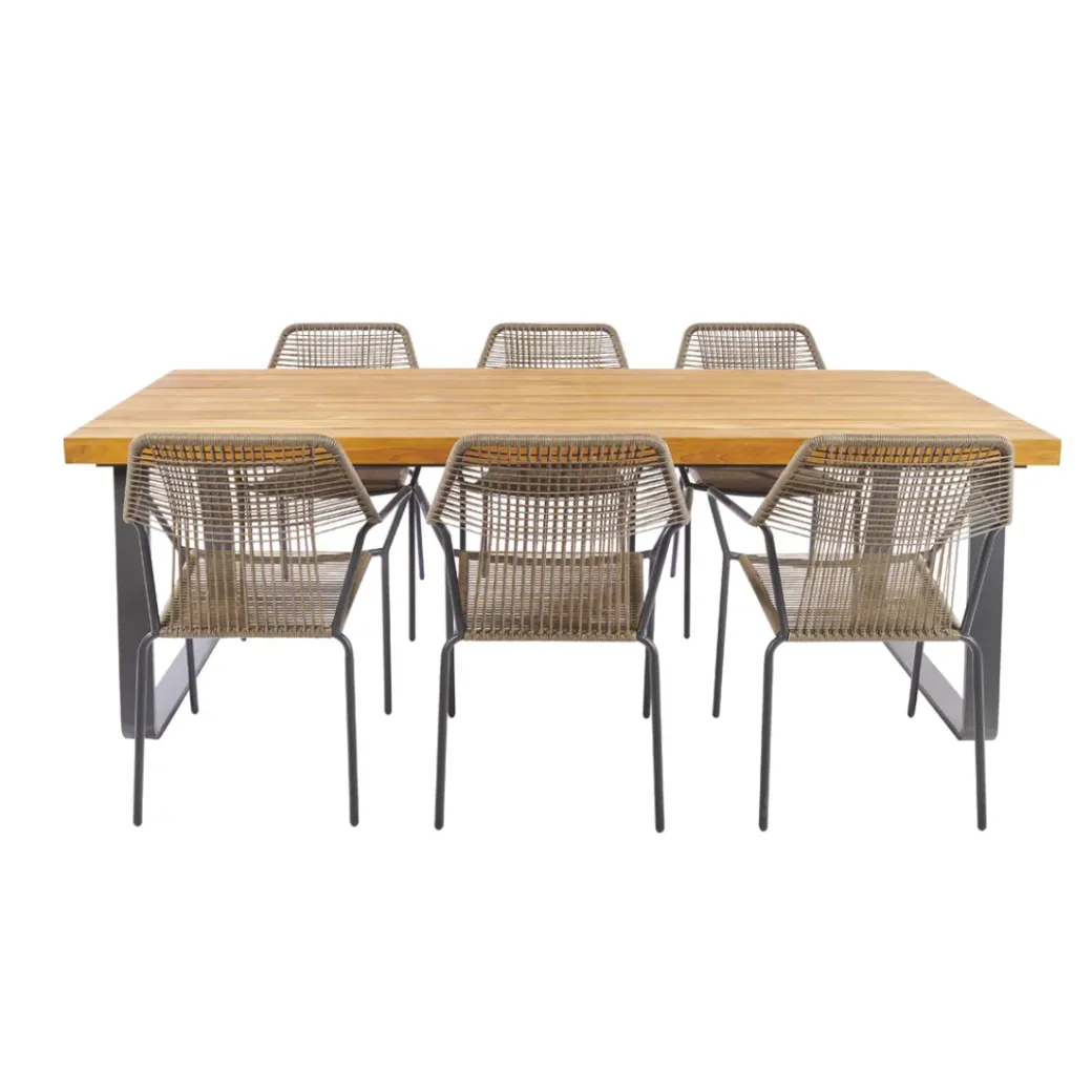 Brico Tuinstoelen-Central Park Tuinstoel Frejus Stapelbaar Wicker Donkergrijs 65,5X62X84Cm