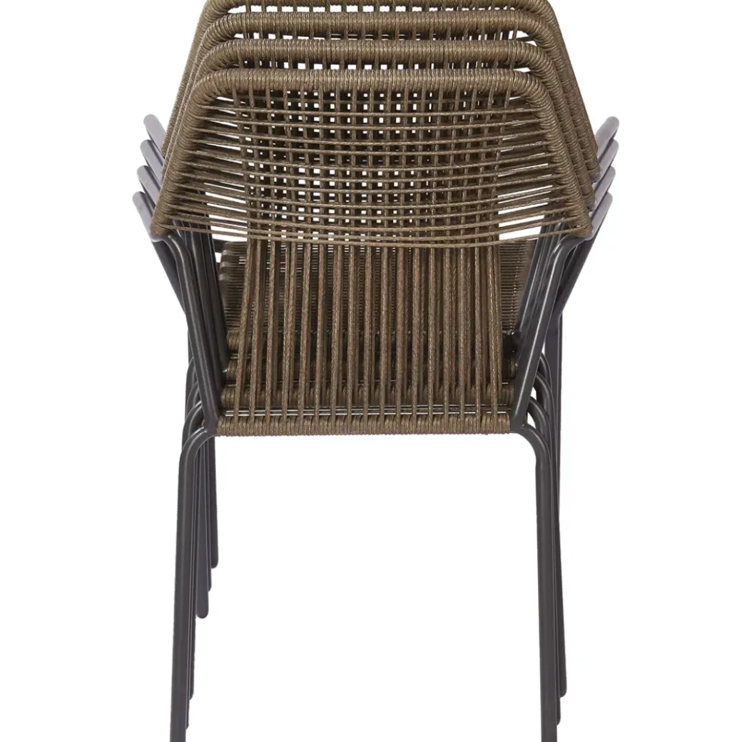 Brico Tuinstoelen-Central Park Tuinstoel Frejus Stapelbaar Wicker Donkergrijs 65,5X62X84Cm