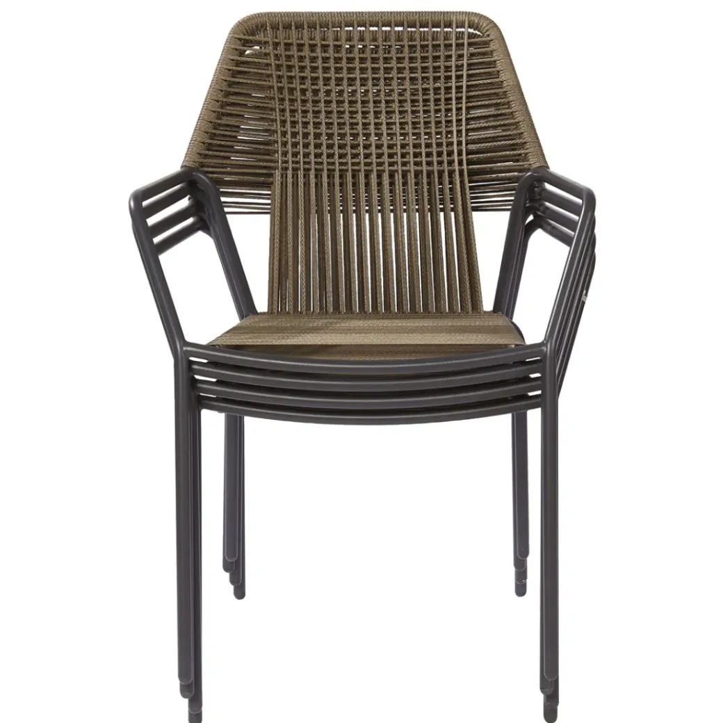Brico Tuinstoelen-Central Park Tuinstoel Frejus Stapelbaar Wicker Donkergrijs 65,5X62X84Cm