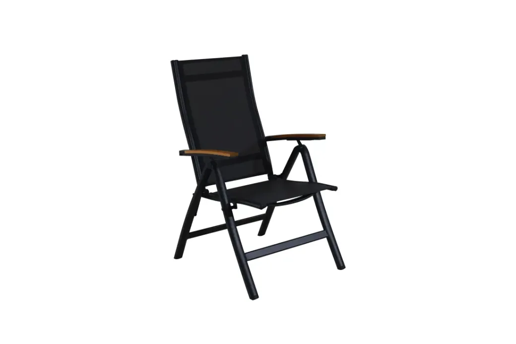Brico Tuinstoelen-Central Park Tuinstoel Limoux Verstelbaar Textileen/Teakhout Antraciet