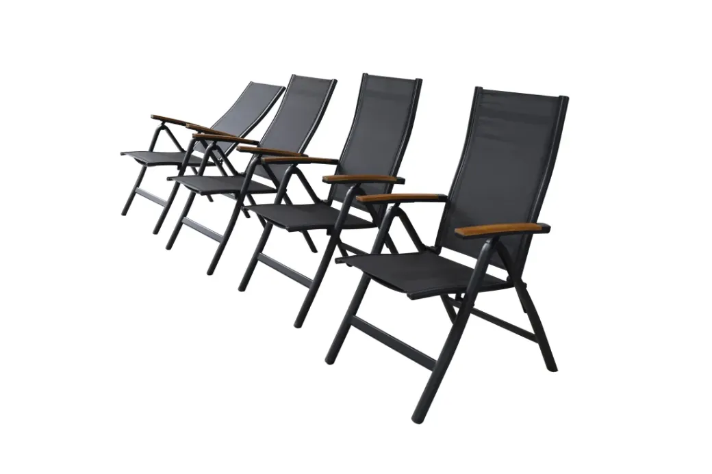 Brico Tuinstoelen-Central Park Tuinstoel Limoux Verstelbaar Textileen/Teakhout Antraciet