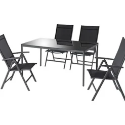 Brico Tuinstoelen-Central Park Tuinstoel Palma Verstelbaar Antraciet/Zwart