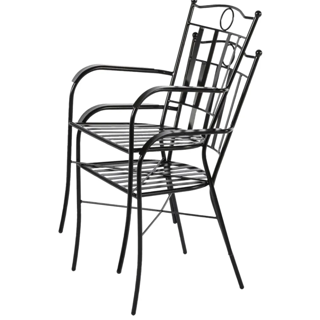 Brico Tuinstoelen-Central Park Tuinstoel Ramira Staal Zwart