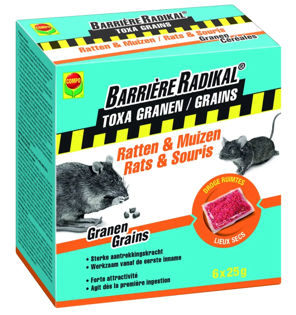 Brico Ongediertebestrijding-Compo Anti-Muizen En Ratten Granen Barriere Radikal Toxa 150G