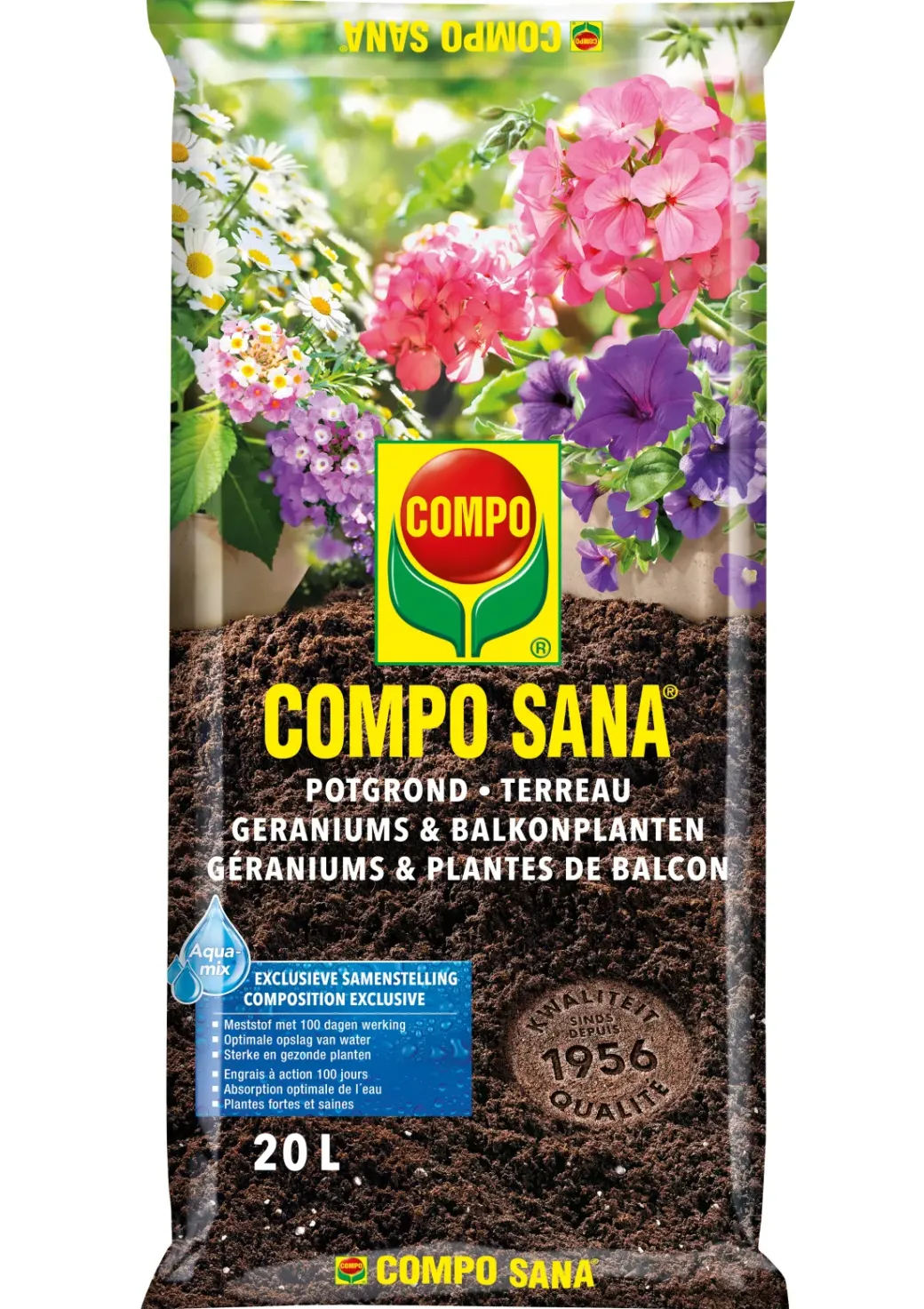 Brico Potgrond-Compo Potgrond Voor Geraniums En Balkonplanten Sana 20L