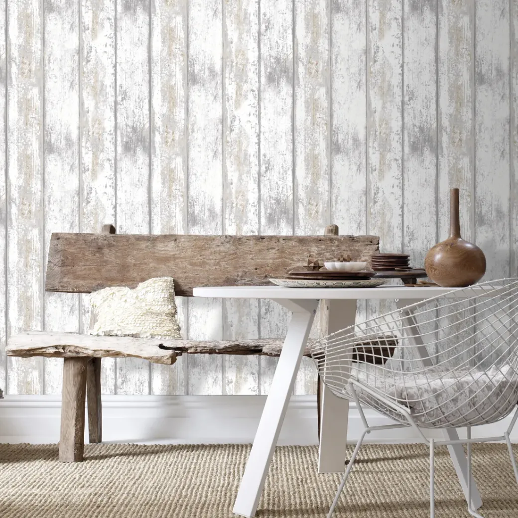 Brico Vliesbehang-Decomode Vliesbehang Hout Wit