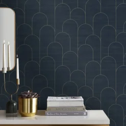 Brico Vliesbehang-Decomode Vliesbehang Odile Blauwgroen